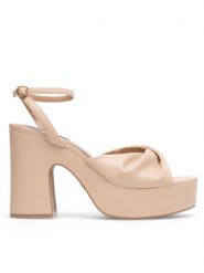 Nine West Sandały WFA2634-2 Beżowy. Brązowe sandały damskie Nine West, bez wzorów, z syntetyku, bez obcasa, na słupku, bez zapięcia. Za 124.99 zł.