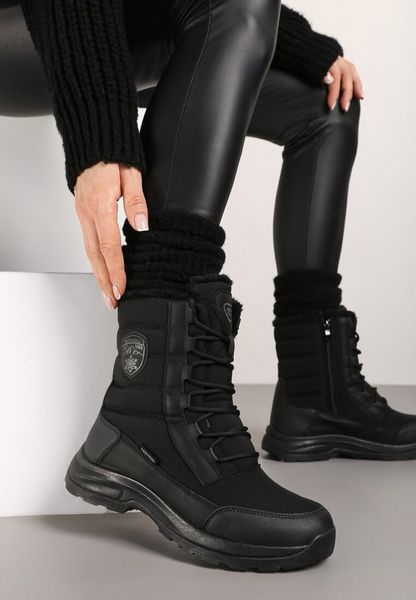 Czarne Śniegowce za Kostkę ze Sznurowaniem Lupines. Czarne śniegowce damskie Born2be, z jeansu, przed kolano, bez zapięcia. Za 139.99 zł.