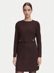 Morgan Sukienka dzianinowa 252-RMILOW Brązowy ciemny Slim Fit. Brązowe sukienki damskie Morgan, l, bez wzorów, z dzianiny, bez kołnierzyka, bez ramiączek. Za 459.99 zł.
