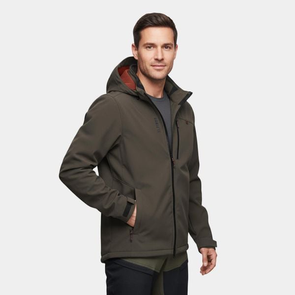 Kurtka męska softshell Alpinus Roignais. Brązowe kurtki męskie Alpinus, na jesień, m, bez wzorów, z elastanu, z kapturem, rowerowe. Za 399.00 zł.