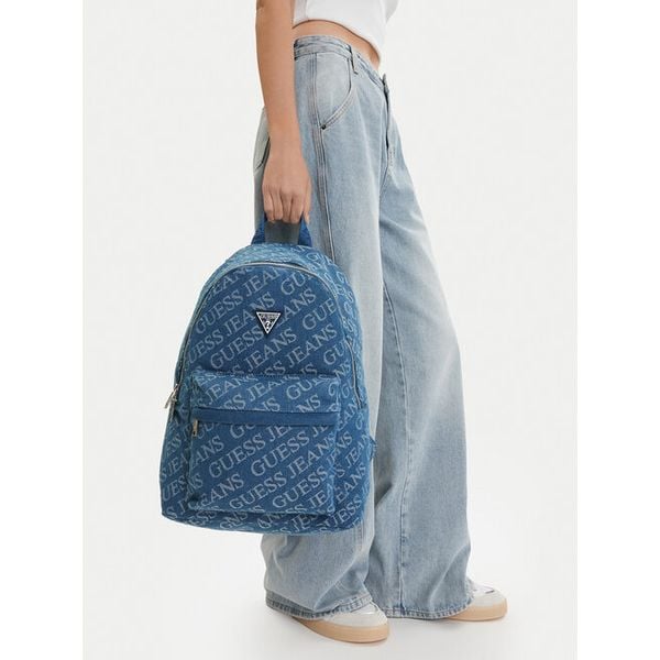 Plecak Guess Jeans. Niebieskie plecaki męskie Guess Jeans, z aplikacjami, z jeansu, sportowe. Za 237.99 zł.