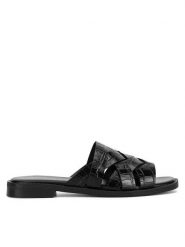 Sergio Bardi Klapki RST-D1079-01SB Czarny. Czarne klapki damskie Sergio Bardi, bez wzorów, z lakierowanej skóry, bez obcasa, bez zapięcia. Za 179.99 zł.