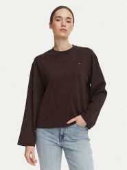 Tommy Hilfiger Bluzka WW0WW51740 Brązowy Relaxed Fit. Brązowe bluzki damskie Tommy Hilfiger, xxs, bez wzorów, z bawełny, bez kołnierzyka, bez ramiączek. Za 289.99 zł.