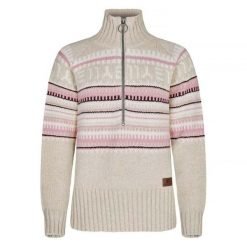 Damski sweter zapinany na zamek Elevenate Davos. Białe swetry nierozpinane damskie ELEVENATE, bez wzorów, eleganckie, bez kołnierzyka, bez ramiączek. W wyprzedaży za 825.00 zł.