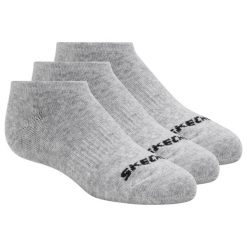 Skarpetki sportowe dla dorosłych 3pk Unisex Non Terry No Show. Szare skarpety męskie Skechers, bez wzorów, z bawełny. Za 39.99 zł.