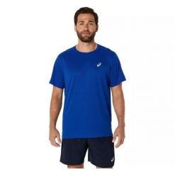 Koszulka Asics Core. Niebieskie bluzki damskie Asics, bez wzorów, sportowe, bez kołnierzyka, bez ramiączek. Za 166.00 zł.