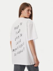 Karl Lagerfeld Jeans T-Shirt B4W17076 Biały Relaxed Fit. Białe t-shirty damskie Karl Lagerfeld Jeans, xs, bez wzorów, z bawełny, bez kołnierzyka, bez ramiączek. Za 299.99 zł.