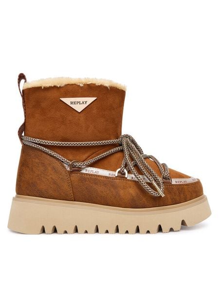 REPLAY Śniegowce GWF2H.000.C0018T Brązowy. Brązowe śniegowce damskie Replay, ze skóry, bez zapięcia. Za 369.99 zł.
