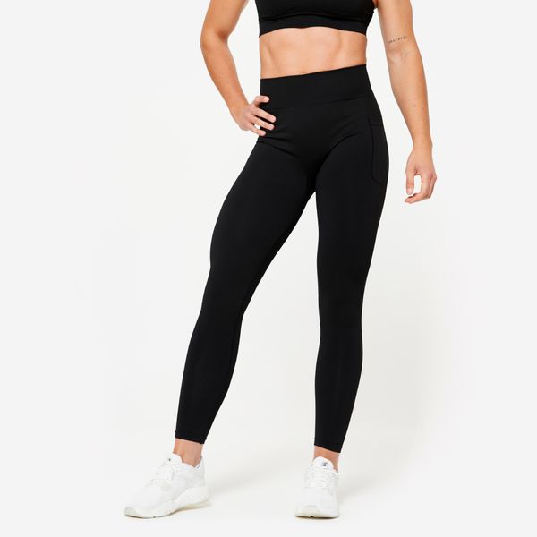 Legginsy fitness damskie Domyos Push Up. Czarne legginsy damskie DOMYOS, bez wzorów, z elastanu. Za 119.99 zł.