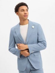 BOSS marynarka z zestawu modułowego z domieszką wełny owczej Mężczyźni Slim Fit wełna ze strzyży niebieski, 50. Niebieskie garnitury męskie Boss, m, bez wzorów, z wełny, eleganckie. Za 1,299.95 zł.