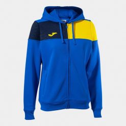 Damska bluza dresowa z kapturem Joma Crew V. Niebieskie bluzy damskie Joma, bez wzorów, z dresówki, sportowe, bez ramiączek, z kapturem. W wyprzedaży za 123.80 zł.