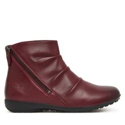 Botki Josef Seibel. Czerwone botki damskie Josef Seibel, bez wzorów, bez obcasa, na płaskiej podeszwie, bez zapięcia. Za 449.99 zł.
