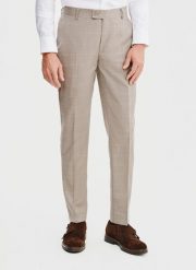 PAKO LORENTE – Garniturowe spodnie męskie w kratę. Eleganckie spodnie męskie Pako Lorente, m, bez wzorów, z wełny, biznesowe. Za 599.99 zł.