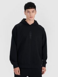 4F Bluza dresowa nierozpinana z kapturem męska - czarna XL. Czarne bluzy sportowe męskie 4F, m, bez wzorów, z bawełny, z kapturem. W wyprzedaży za 99.99 zł.