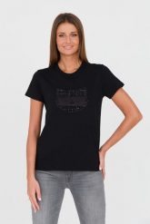 KARL LAGERFELD Czarny t-shirt Boucle Choupette. Czarne t-shirty damskie KARL LAGERFELD, s, bez wzorów, z bawełny, bez kołnierzyka, bez ramiączek. W wyprzedaży za 299.99 zł.