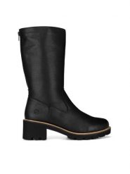 Remonte Kozaki D0A78-01 Czarny. Czarne kozaki damskie Remonte, bez wzorów, ze skóry, bez obcasa, na słupku, bez zapięcia. Za 399.00 zł.