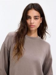 Bluza z modalem - brązowy. Brązowe bluzy damskie Reserved, l, bez wzorów, z dzianiny, bez ramiączek, bez kaptura. Za 109.99 zł.