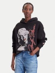 Guess Bluza W6BQ18 K6664 Czarny Oversize. Czarne bluzy damskie Guess, xs, z aplikacjami, z syntetyku, bez ramiączek, bez kaptura. Za 524.99 zł.