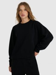 4F Bluza dresowa nierozpinana z modalem damska - czarna S. Czarne bluzy damskie 4F, s, bez wzorów, z dresówki, klasyczne, bez ramiączek, bez kaptura. W wyprzedaży za 149.99 zł.