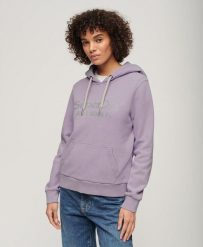 Bluza z kapturem z metalicznym logo Venue. Czerwone bluzy damskie Superdry, bez wzorów, z bawełny, eleganckie, bez ramiączek, z kapturem. Za 369.70 zł.