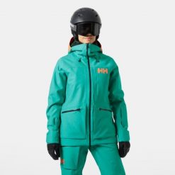 Damska kurtka turystyczna Helly Hansen Powderqueen 3.0. Zielone kurtki sportowe damskie Helly Hansen, na zimę, bez wzorów, bez ramiączek, bez kaptura, narciarskie. W wyprzedaży za 1,676.50 zł.