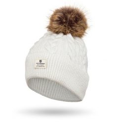 Czapka damska Peterson PTN HAT-06 biała. Białe czapki damskie Peterson, na zimę, bez wzorów, z tkaniny. Za 46.00 zł.