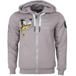 Bluza z zamkiem Taimen Menza Embroidery – Jasnoszara. Szare bluzy damskie TAIMEN, bez wzorów, bez ramiączek, bez kaptura. Za 399.00 zł.