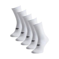 Skarpety męskie 4F 5-pak, bawełniane, bezszwowe, ponad kostkę. Białe skarpety męskie 4F, bez wzorów, z bawełny. Za 58.99 zł.