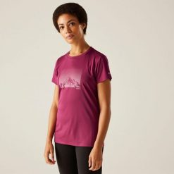 Koszulka turystyczna damska Fingal IX. Niebieskie bluzki damskie Regatta, bez wzorów, z tkaniny, sportowe, bez kołnierzyka, bez ramiączek. Za 149.50 zł.