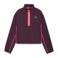 Kurtka do biegania damska PUMA Run For Her Fashion Woven 1/2 ZIP. Fioletowe kurtki sportowe damskie Puma, l, bez wzorów, bez ramiączek, bez kaptura, do biegania. Za 219.99 zł.