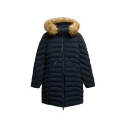 Parka dla kobiet Superdry Fuji. Niebieskie parki damskie Superdry, na zimę, bez wzorów, bez kaptura. Za 609.85 zł.