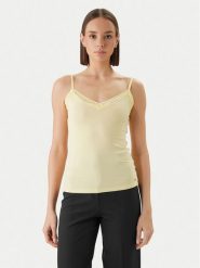 Morgan Top 192-BARBA.N Żółty Slim Fit. Żółte topy damskie Morgan, xs, bez wzorów, z wiskozy, bez kołnierzyka, bez ramiączek. Za 79.99 zł.