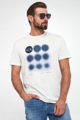 T-shirt męski z logo ARMANI EXCHANGE. T-shirty męskie Armani Exchange, m, bez wzorów, bez kołnierzyka, bez ramiączek. W wyprzedaży za 186.75 zł.