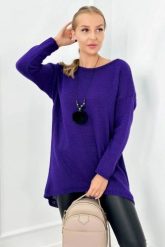 Sweter z naszyjnikiem ciemno fioletowy. Fioletowe swetry nierozpinane damskie KESI, l, bez wzorów, z elastanu, bez kołnierzyka, plus size, bez ramiączek. Za 154.75 zł.