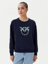 PINKO Bluza Nelly 100534 A2G8 Granatowy Regular Fit. Niebieskie bluzy damskie Pinko, xs, bez wzorów, z bawełny, bez ramiączek, bez kaptura. Za 499.99 zł.