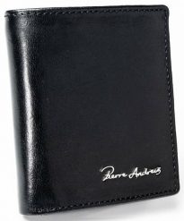 Portfel męski skórzany RFID Pierre Andreus czarny. Czarne portfele męskie PIERRE ANDREUS, bez wzorów, z materiału. Za 74.00 zł.