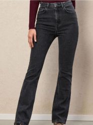 Jeansy flare mid waist - szary. Szare jeansy damskie Sinsay, bez wzorów, z jeansu. Za 69.99 zł.