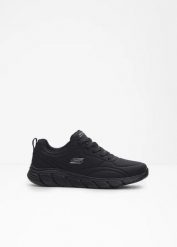 Sneakersy Sketchers. Czarne obuwie sportowe damskie bonprix, bez wzorów, bez zapięcia. Za 249.99 zł.