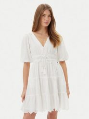 Pepe Jeans Sukienka letnia Day PL953694 Biały Regular Fit. Białe sukienki damskie Pepe Jeans, na lato, s, bez wzorów, z bawełny, bez kołnierzyka, bez ramiączek. Za 259.99 zł.