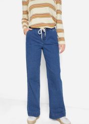 Dżinsy ze stretchem Wide Leg, mid waist. Niebieskie jeansy damskie bonprix, bez wzorów, z jeansu. Za 84.99 zł.