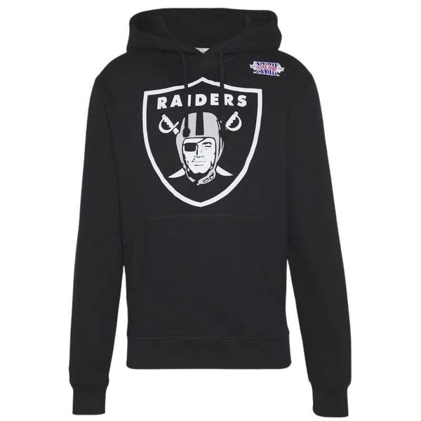 Hoodie Oakland Raiders superbowl 80s Howie Long. Czarne bluzy męskie Mitchell & Ness, m, bez wzorów, z dresówki, bez ramiączek, z kapturem. Za 486.50 zł.
