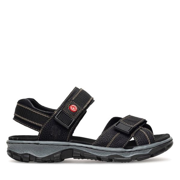 Sandały Rieker. Czarne sandały damskie Rieker, bez wzorów, bez obcasa, na płaskiej podeszwie, bez zapięcia. Za 259.99 zł.
