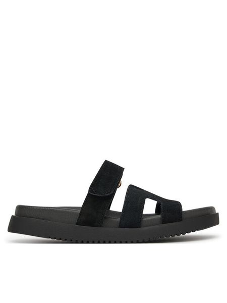 DeeZee Klapki DZ-S1 Czarny. Czarne klapki damskie DeeZee, bez wzorów, ze skóry, bez obcasa, bez zapięcia. Za 159.99 zł.