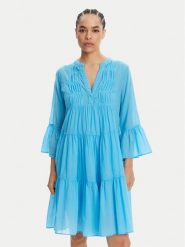 Devotion TWINS Sukienka letnia Symbol 025.329.1G Niebieski Loose Fit. Niebieskie sukienki damskie Devotion Twins, na lato, m, bez wzorów, z bawełny, bez kołnierzyka, bez ramiączek. Za 579.99 zł.