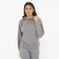 Unisex bluza z kapturem F BOXY ciemnoszara. Szare bluzy damskie Legea, l, bez wzorów, z bawełny, bez ramiączek, z kapturem. Za 96.00 zł.