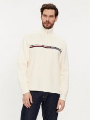 Tommy Hilfiger Sweter Global Stripe MW0MW33508 Beżowy Regular Fit. Brązowe swetry męskie Tommy Hilfiger, m, bez wzorów, z bawełny, bez kołnierzyka, bez ramiączek. Za 639.99 zł.