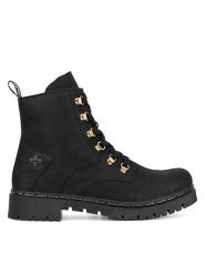 Rieker Trzewiki Y2422-00 Czarny. Czarne botki damskie Rieker, bez wzorów, z materiału, bez obcasa, na płaskiej podeszwie, bez zapięcia. Za 287.99 zł.