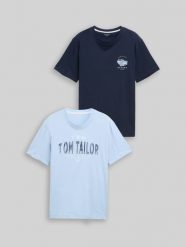 Męska Koszulka Tom Tailor Doublepack T-shirt Light Powder Blue 1048076 21068. Niebieskie t-shirty męskie Tom Tailor, m, bez wzorów, bez kołnierzyka, bez ramiączek. Za 89.99 zł.