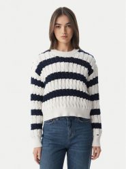 Tommy Jeans Sweter DW0DW22926 Granatowy Loose Fit. Niebieskie swetry nierozpinane damskie Tommy Jeans, m, bez wzorów, z bawełny, bez kołnierzyka, bez ramiączek. Za 489.99 zł.