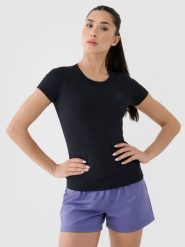 4F Koszulka treningowa szybkoschnąca damska - czarna XXL. Czarne koszulki sportowe damskie 4F, xs, bez wzorów, z dzianiny, bez ramiączek, na fitness i siłownię. Za 79.99 zł.